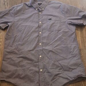 RVCA Men's Casual Blue Button Down Shirt